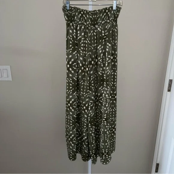 Bucketlist Olive Green Boho Wide-Leg Pants Women’s Size XL Smocked Waist Flowy - Picture 5 of 6